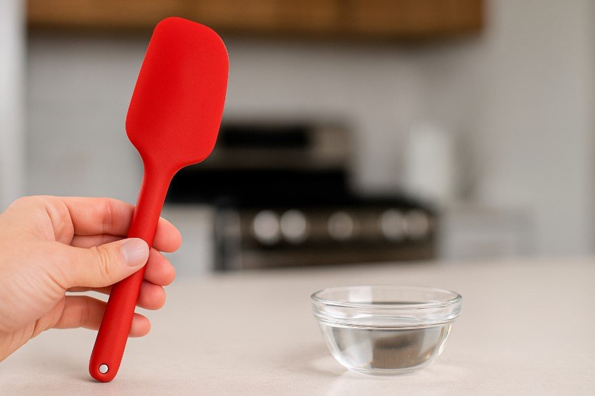 Clean silicone spatula with no white residue