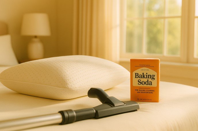 Cleaning memory foam pillow with baking soda