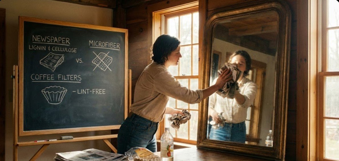 How to Clean Mirrors Without Microfiber Cloth Coffee Filters Newspaper Science Cleaning mirrors with coffee filters