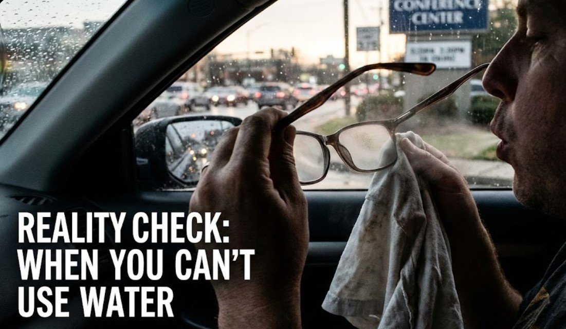 No sink emergency method for cleaning glasses