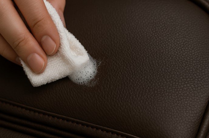 Spot cleaning faux leather backpack Spot cleaning faux leather backpack