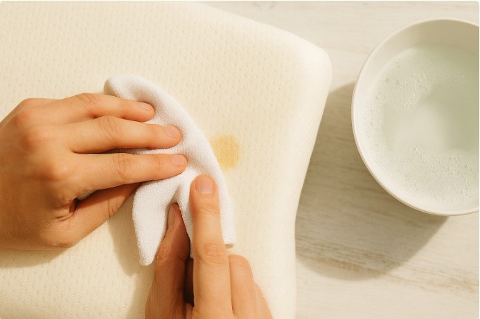 Spot cleaning memory foam pillow stains