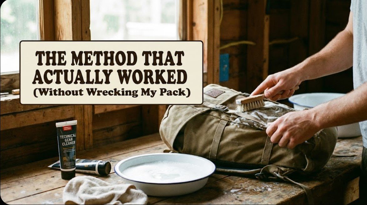 Osprey backpack prepared for hand washing in a tub