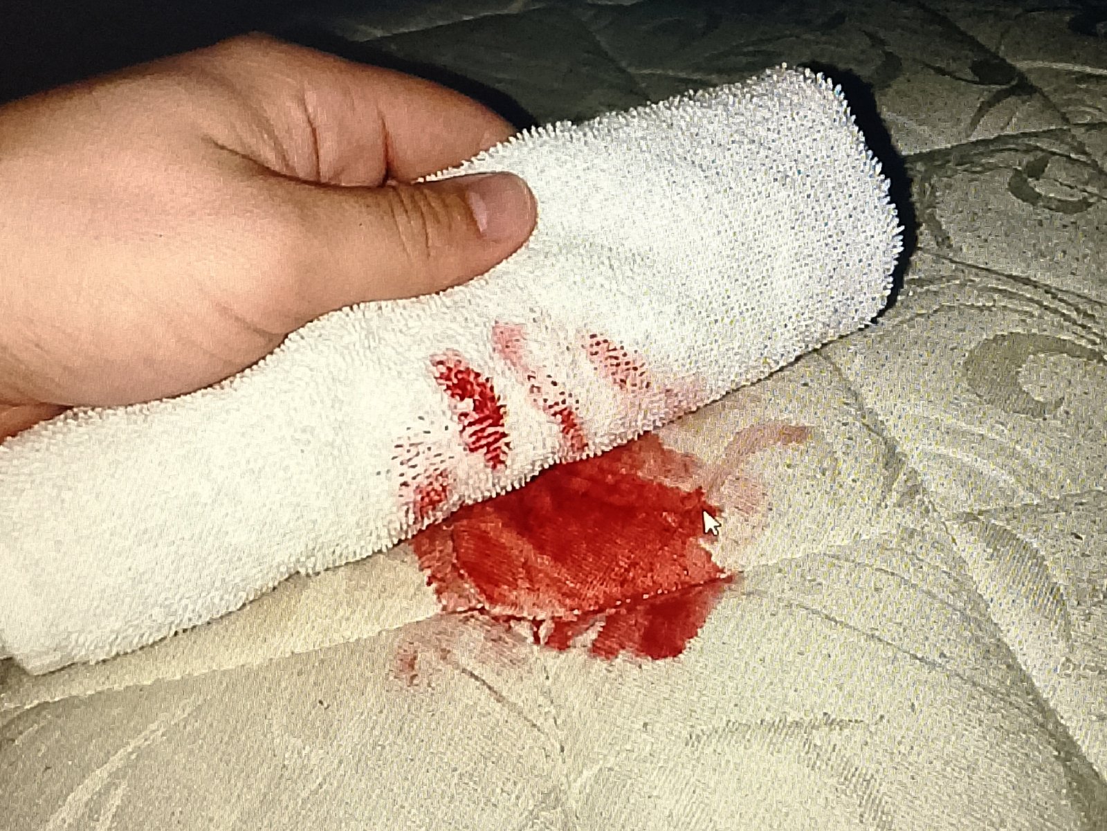 blod on mattress Blotting fresh blood stain on mattress with white towel