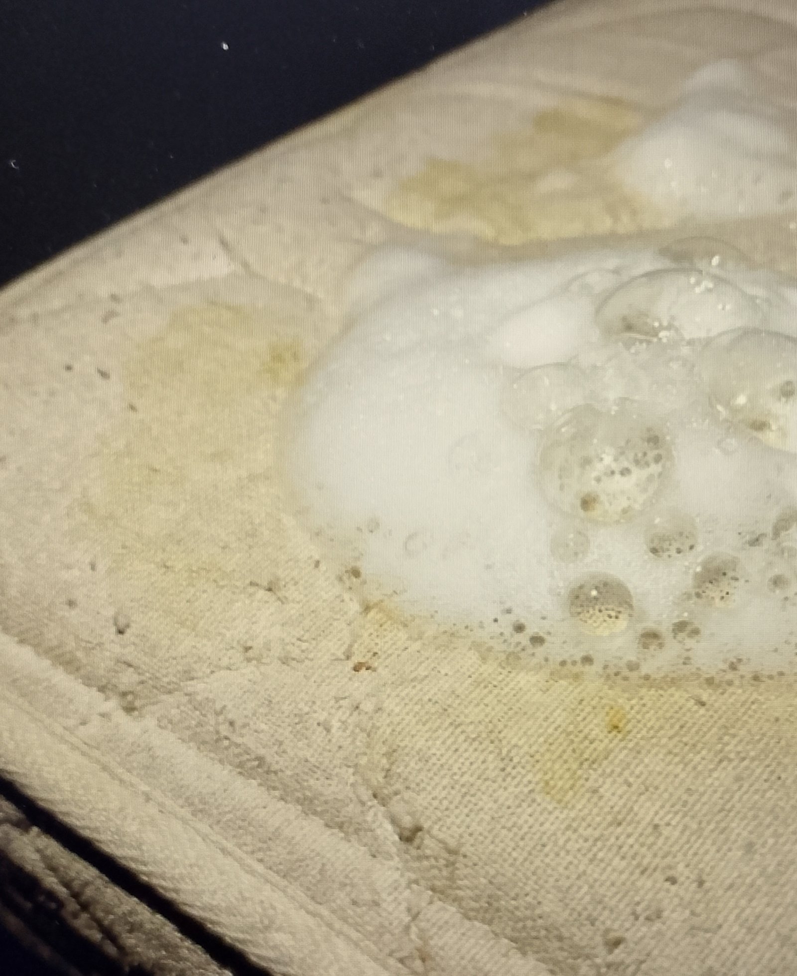 Hydrogen peroxide fizzing on mattress blood stain