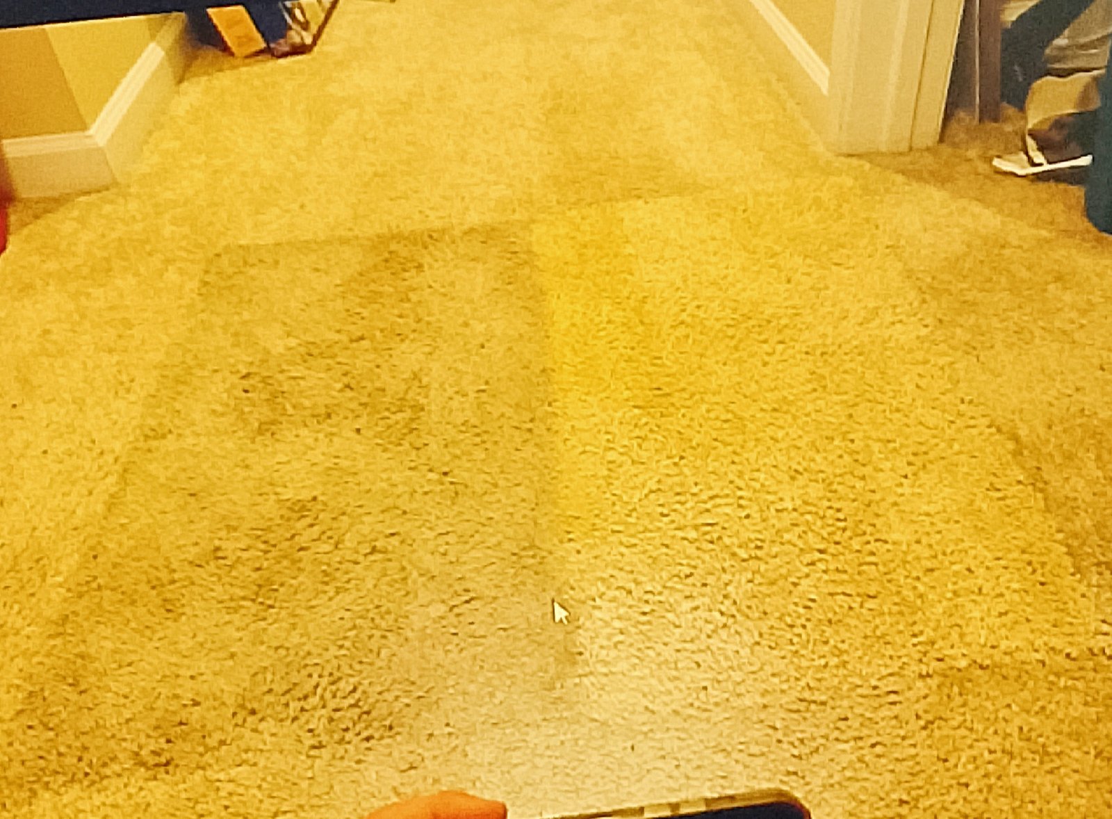 Side by side comparison of clean vs dirty couch spots