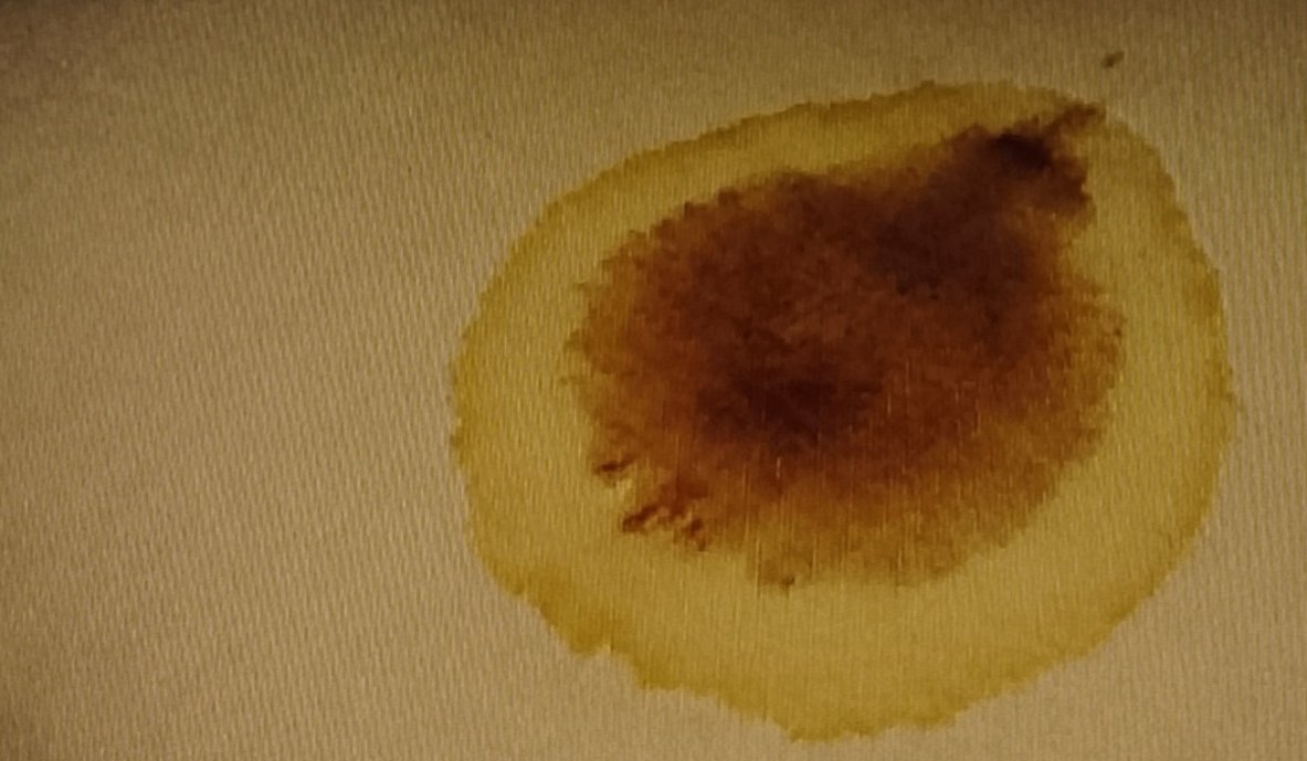 Blood stain on mattress looking darker in the center