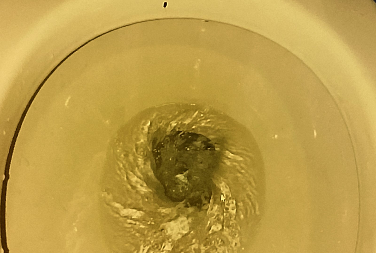 water is swirling Hot water flushing dirt from toilet bowl