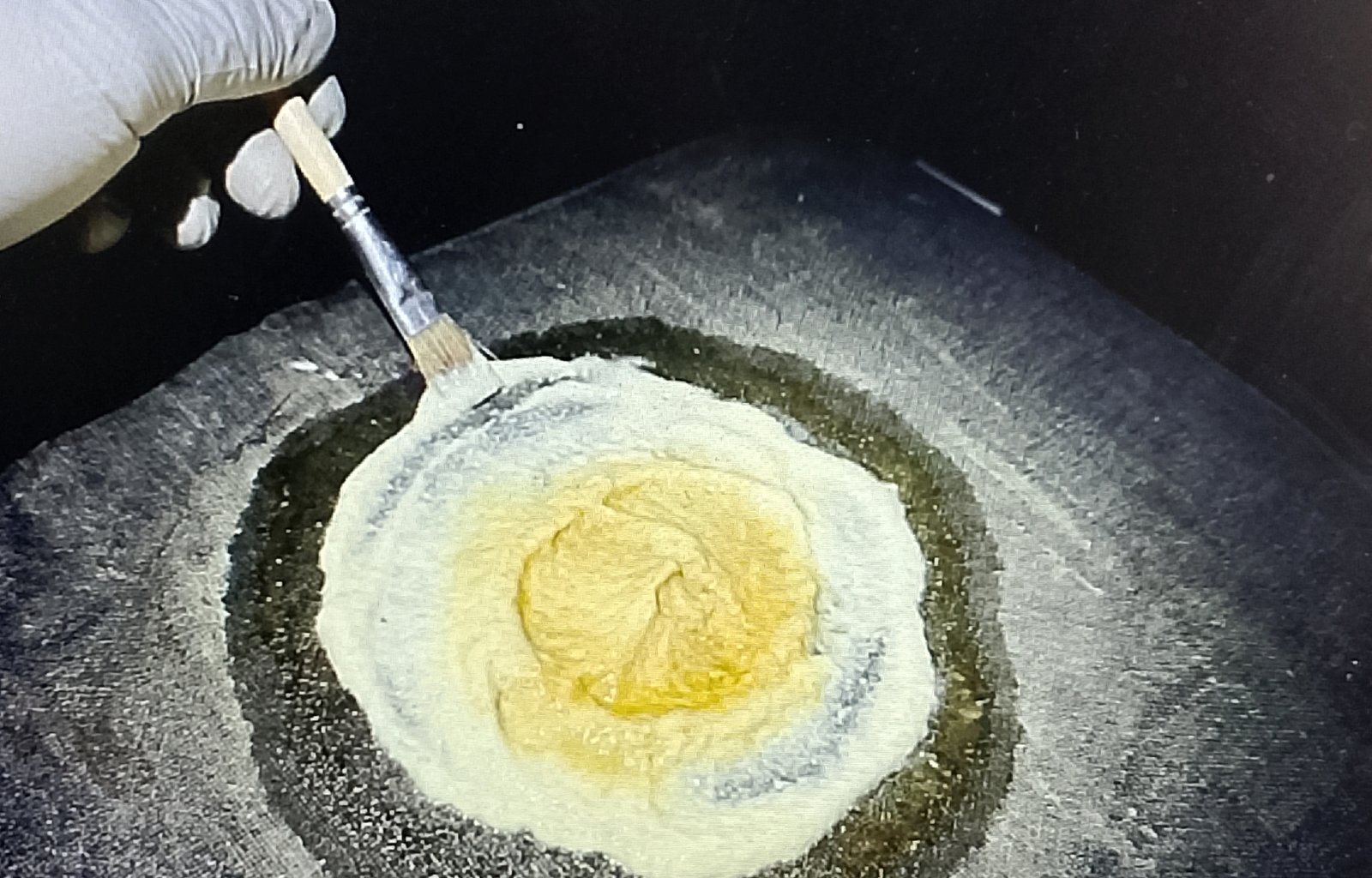 white paste on mattress to clean old blood White enzyme paste applied to blood stain on mattress