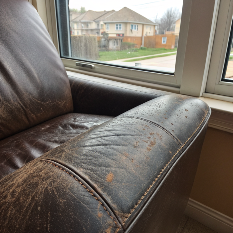 Soft cloth wiping a stain on a leather cushion surface
