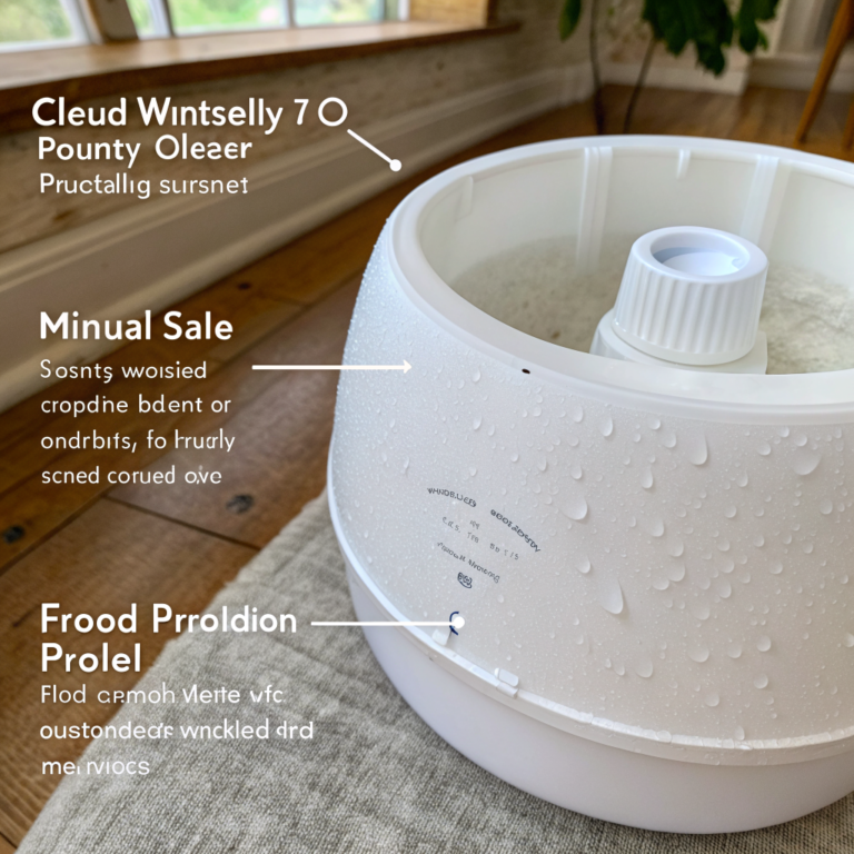 White diffuser reservoir interior coated in cloudy mineral scale buildup