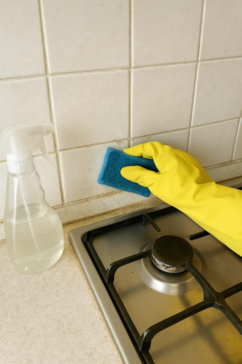 cleaning method 🟩2. Row number 2 141 Close-up of cleaninghow to clean backsplash grout behind stove