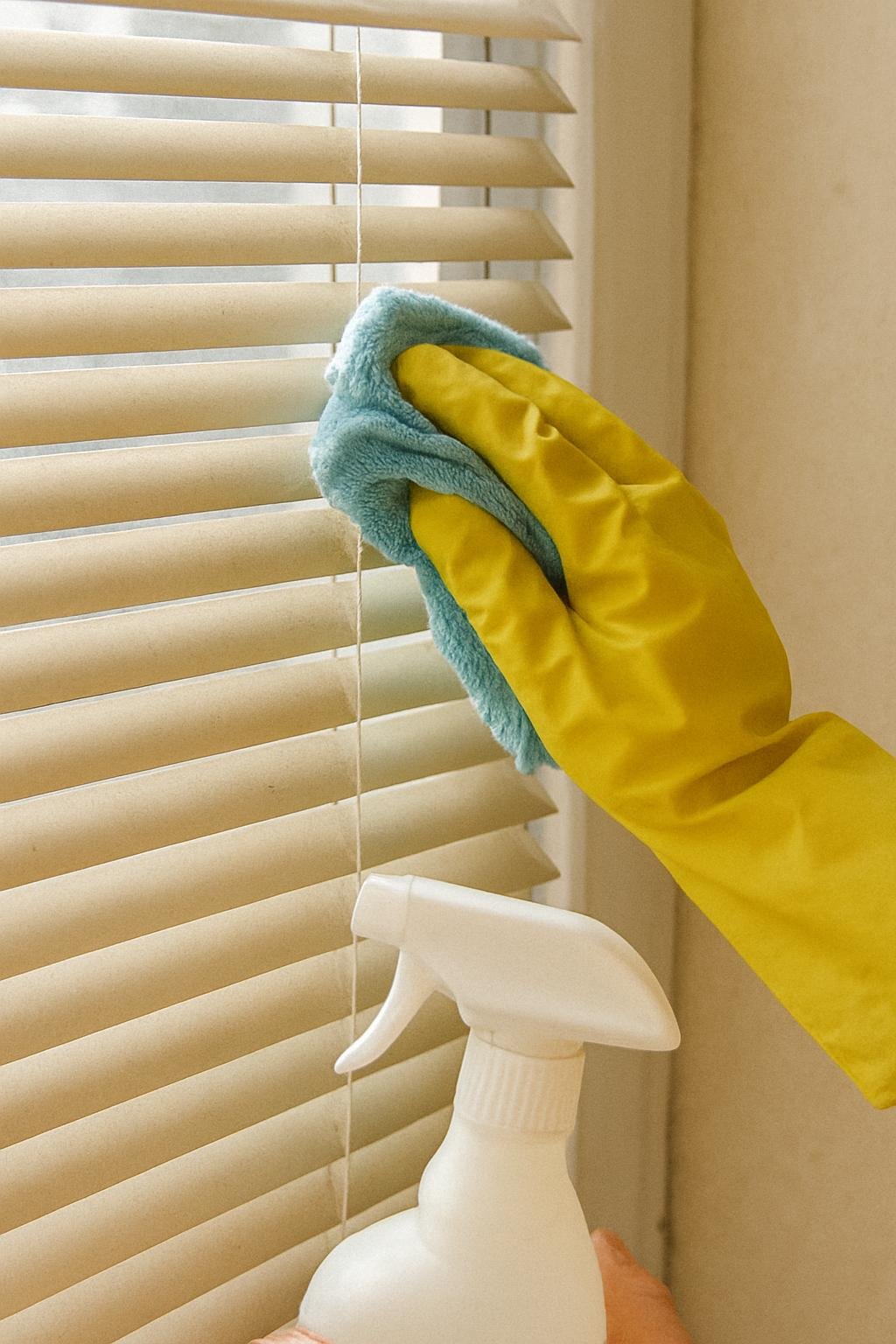 Close-up of cleaninghow to clean blinds without taking them down 