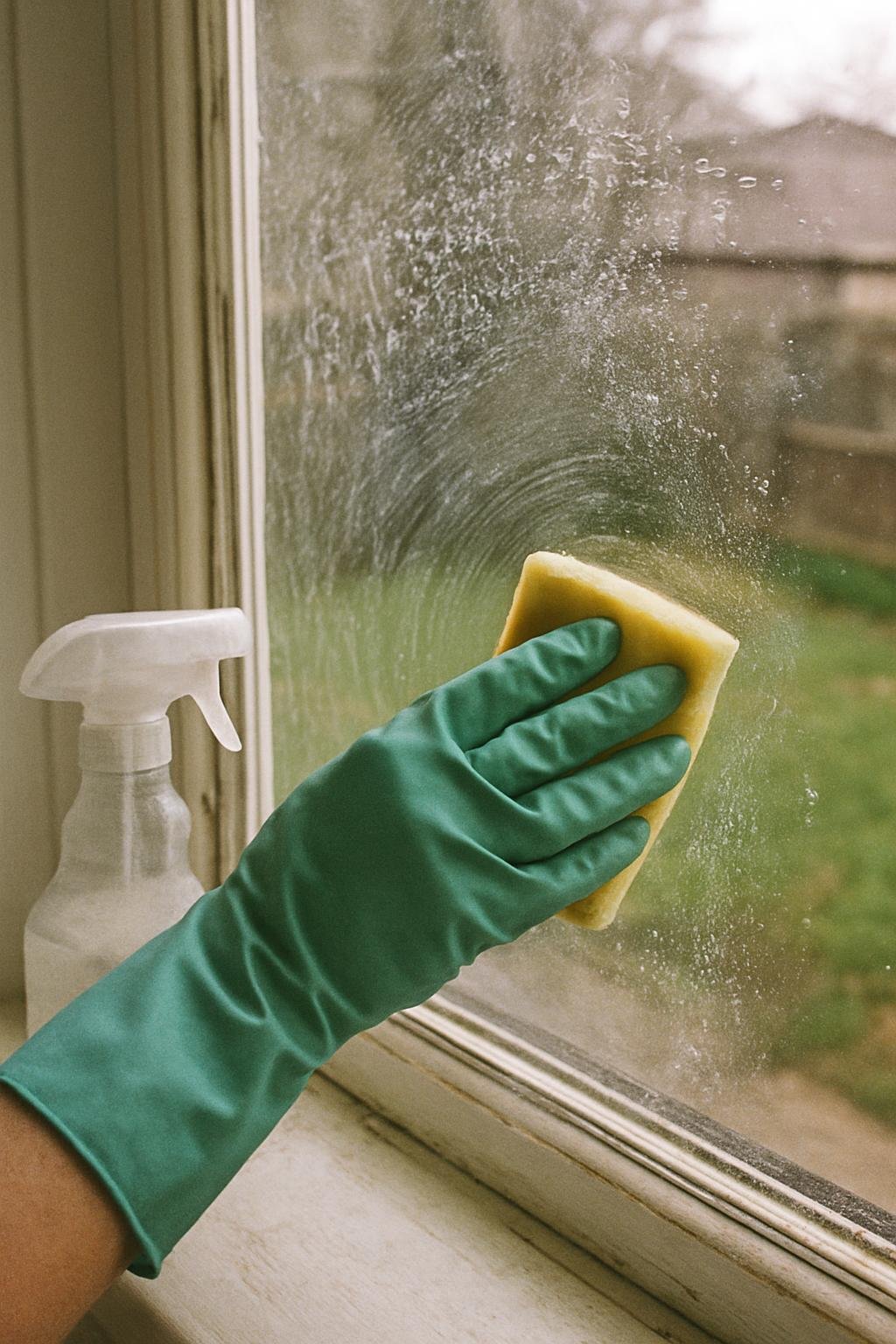 cleaning method 🟩2. Row number 2 150 Close-up of cleaninghow to remove hard water stains from exterior windows
