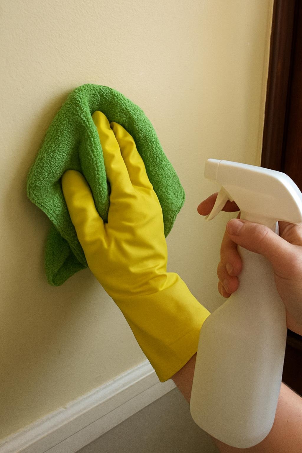 Close-up of cleaninghow to clean painted walls without removing paint 