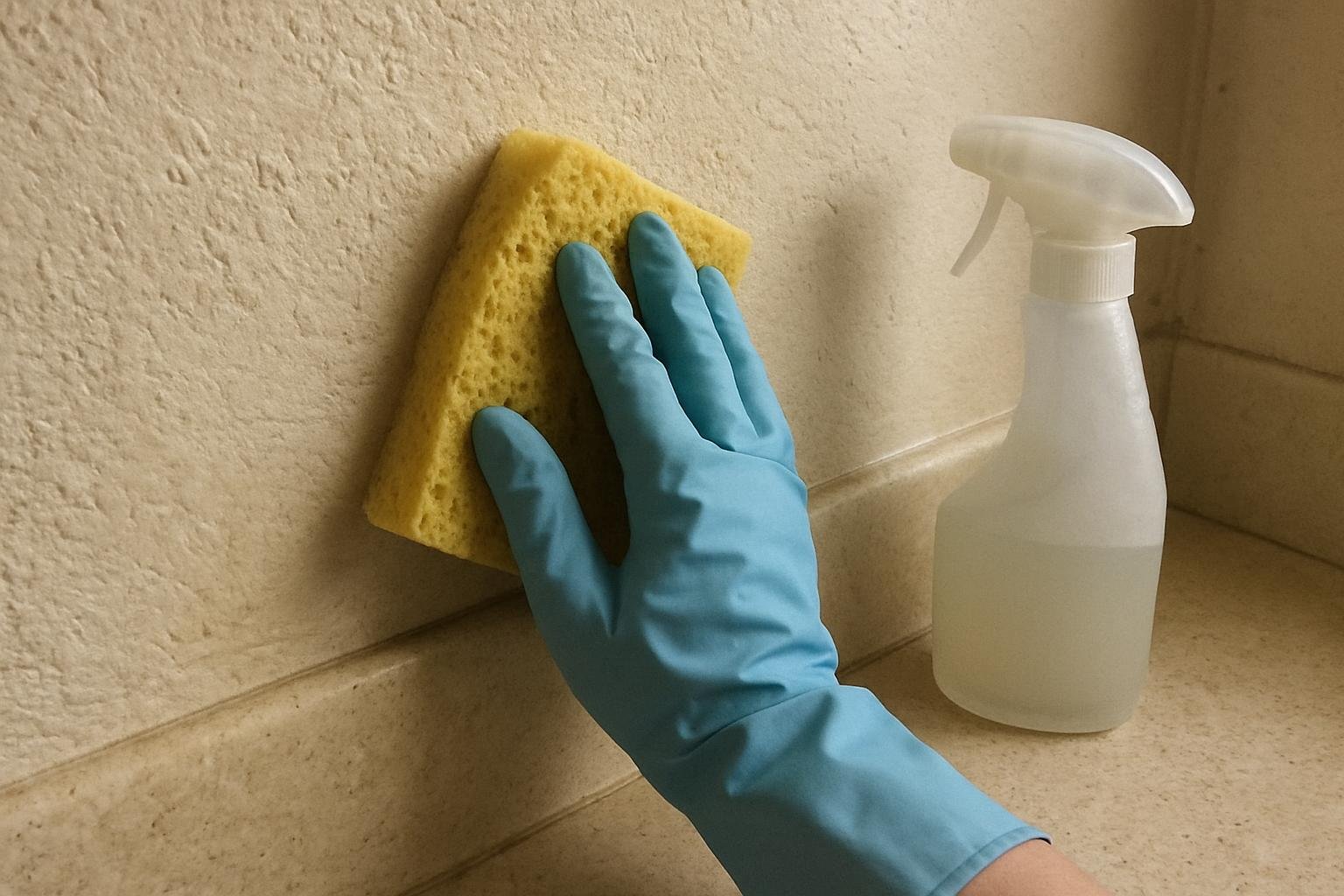 Close-up of cleaninghow to clean textured walls without damage 