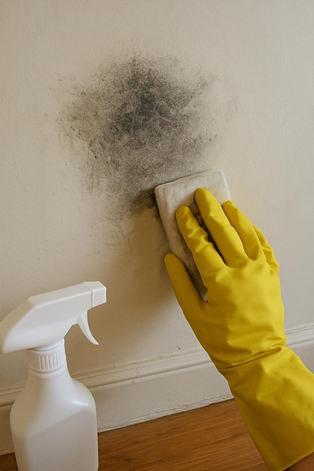 Close-up of cleaninghow to remove candle soot from walls 