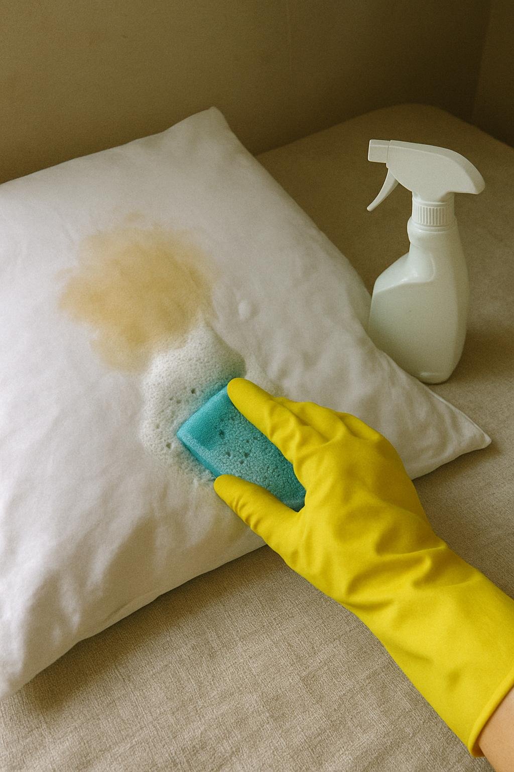 cleaning method 🟩2. Row number 2 163 Close-up of cleaninghow to remove yellow sweat stains from pillowcases