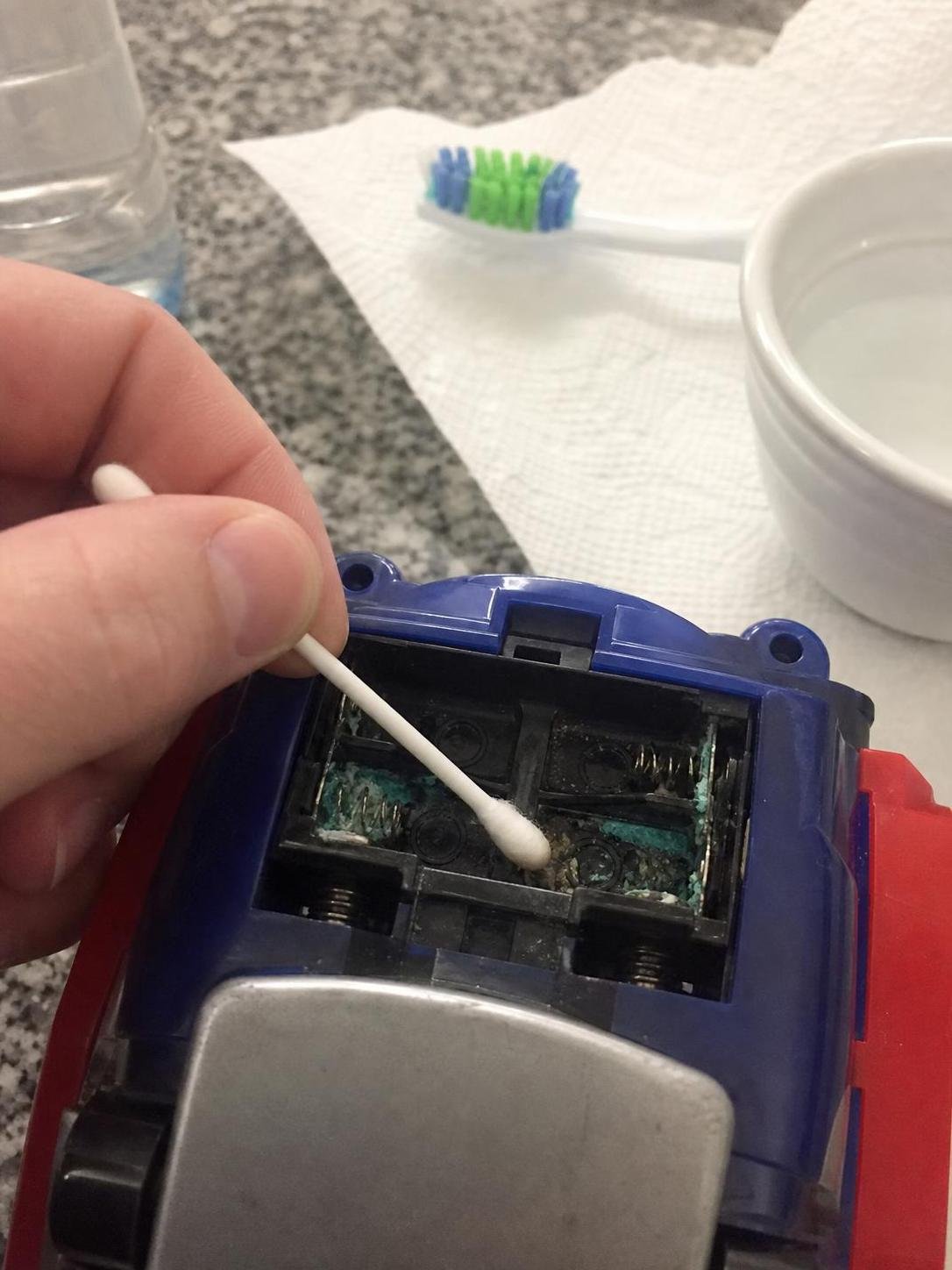 Close-up household cleaning method for cleaning battery corrosion on toys
cleaning corroded battery terminals on toys
how to clean toys with corroded batteries
best way to clean toy battery terminals
how to clean toys with battery corrosion