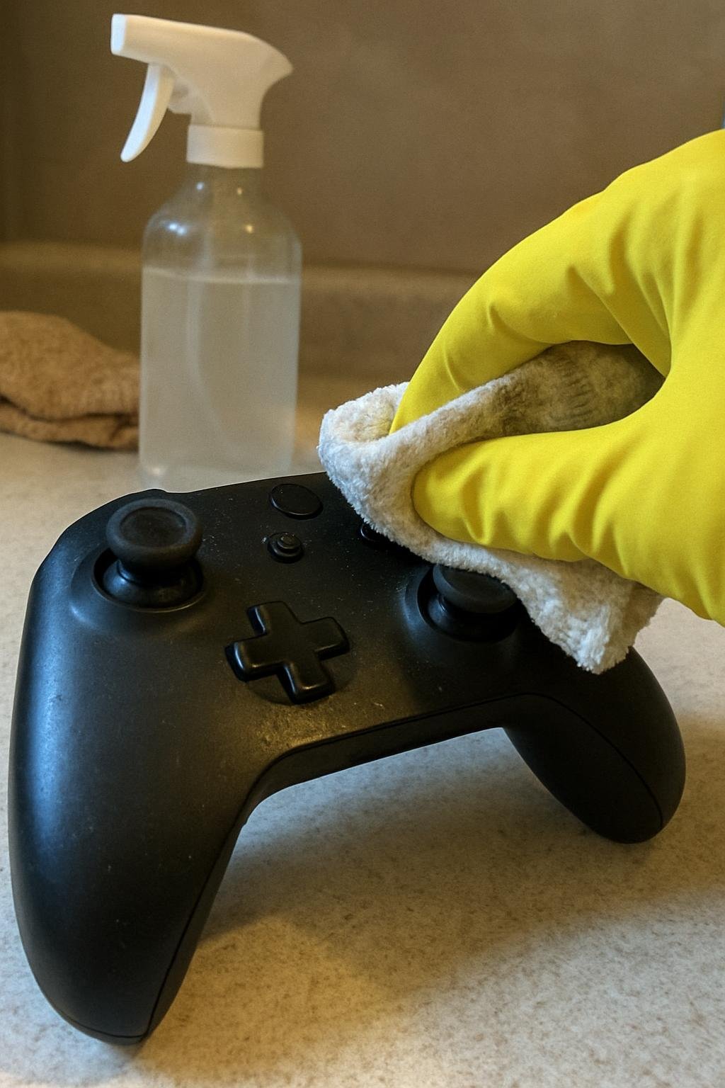 Close-up of cleaninghow to clean a gaming controller 