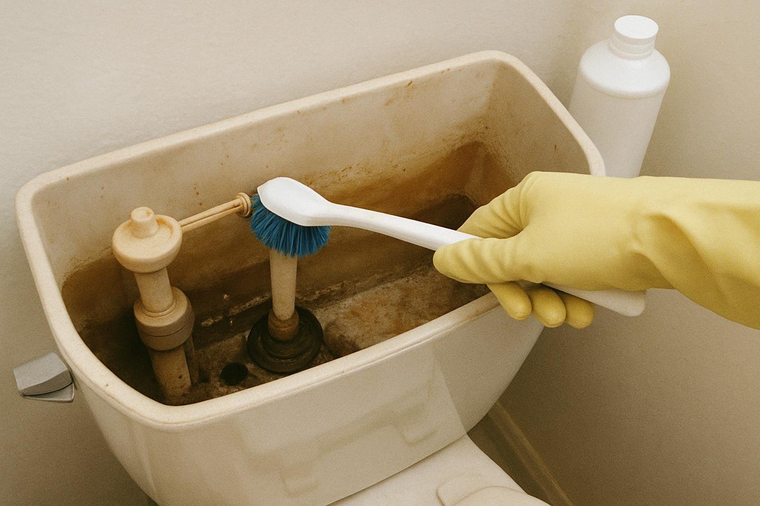 cleaning method 🟩2. Row number 2 200 Close-up of cleaninghow to clean buildup inside a toilet tank