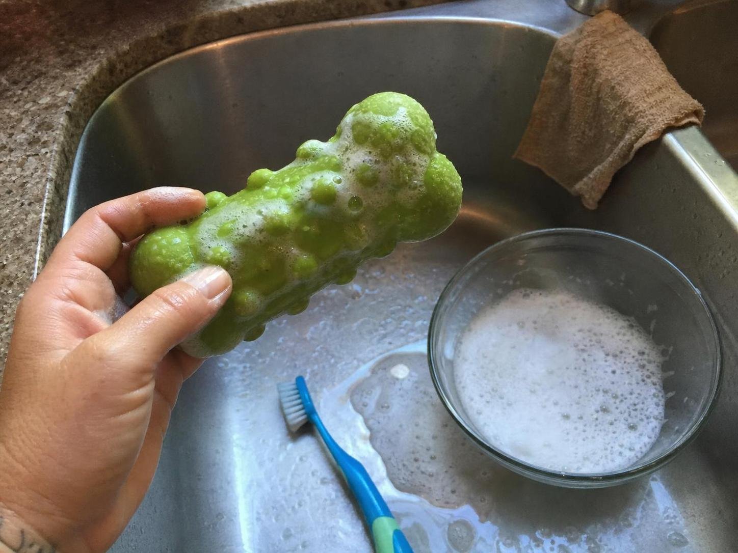 Close-up household cleaning method for how to clean dog toys without washing machine
how to keep dog toys clean