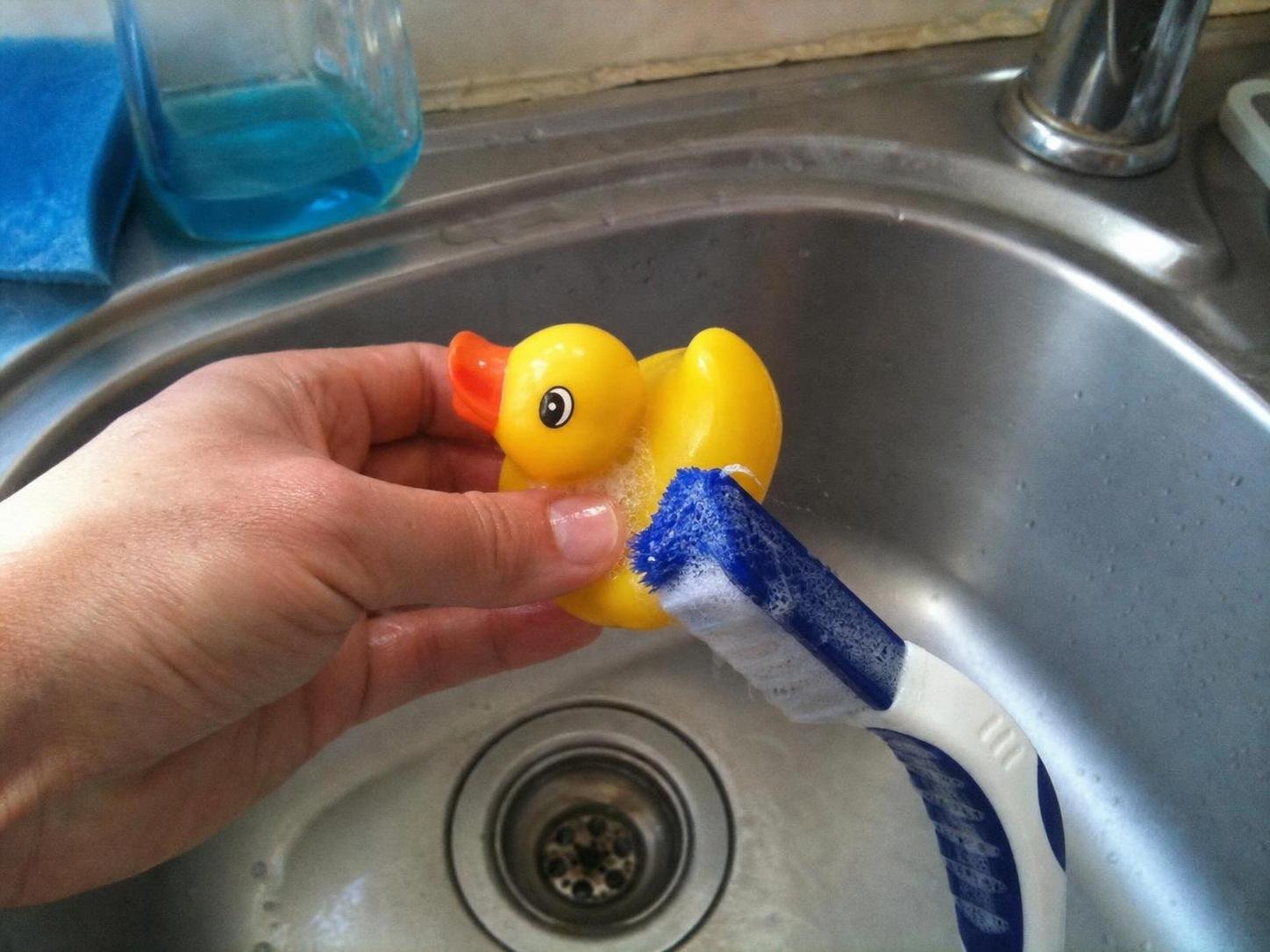 Close-up household cleaning method for toy cleaner test toy cleaner vs antibacterial soap
