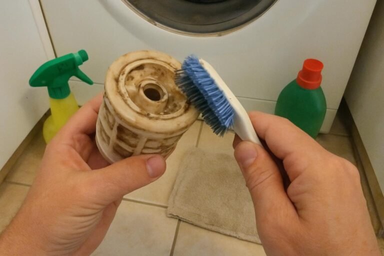 Real household cleaning scene for how to clean washing machine filter; best way to clean washing machine filter; clean washing machine filter without damage; safe cleaner for washing machine filter; washing machine filter cleaning mistakes; how often to clean washing machine filter