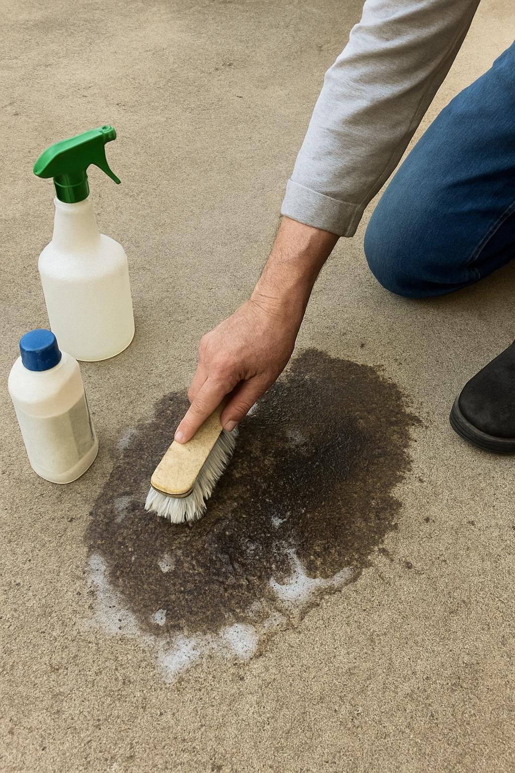 output1 120 Real household cleaning scene for how to remove oil stains from a concrete driveway; best way to remove oil stains from a concrete driveway; remove oil stains from a concrete driveway without damage; safe cleaner for oil stains from a concrete driveway; how to prevent oil stains from a concrete driveway; oil stains from a concrete driveway cleaning mistakes