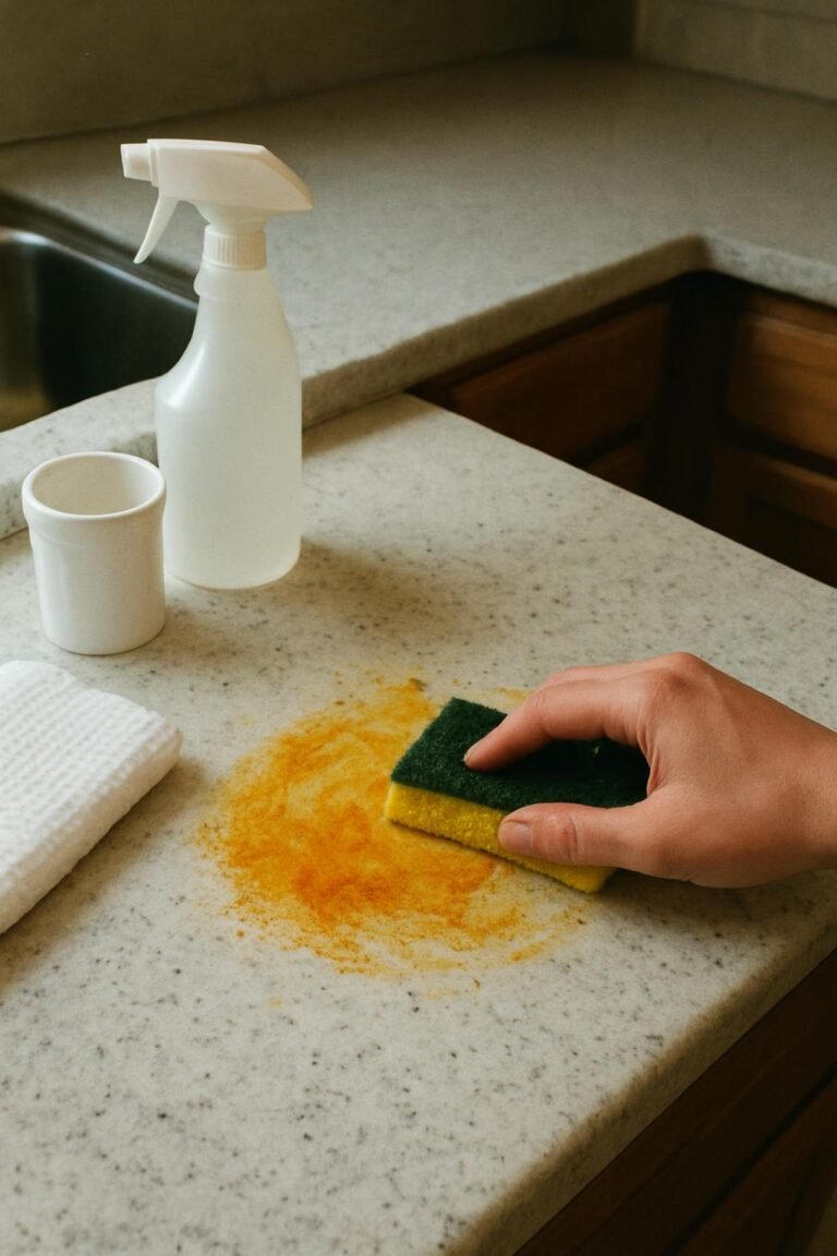 Real household cleaning scene for how to remove turmeric stains from countertops; best way to remove turmeric stains from countertops; remove turmeric stains from countertops without damage; safe cleaner for turmeric stains from countertops; how to prevent turmeric stains from countertops; turmeric stains from countertops cleaning mistakes