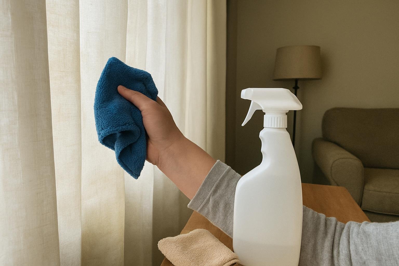 Real household cleaning scene for how to clean sheer curtains without yellowing; best way to clean sheer curtains without yellowing; clean sheer curtains without yellowing without damage; safe cleaner for sheer curtains without yellowing; sheer curtains without yellowing cleaning mistakes; how often to clean sheer curtains without yellowing
