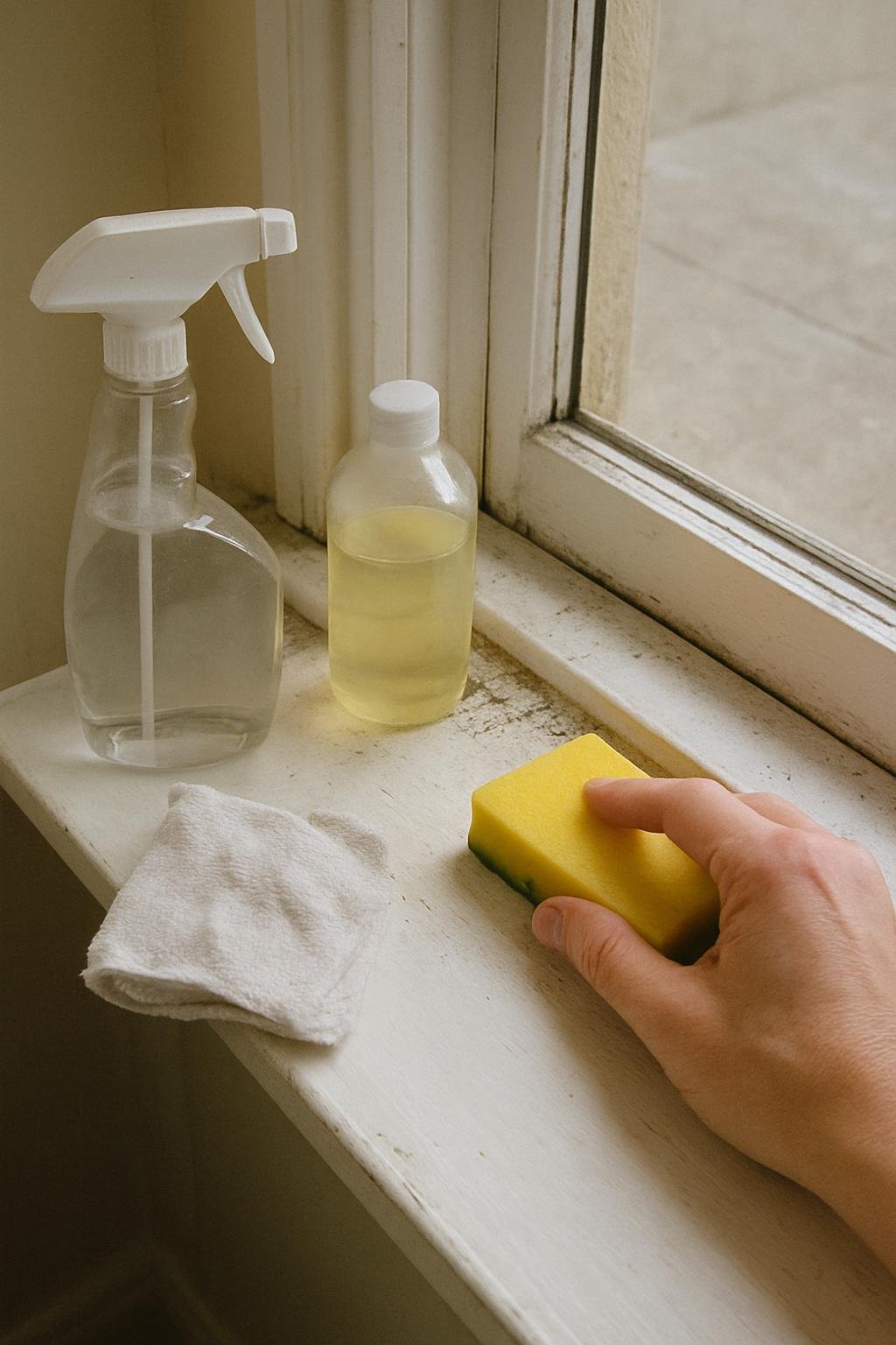 output1 149 Household cleaning setup for how to clean dirty window sills
