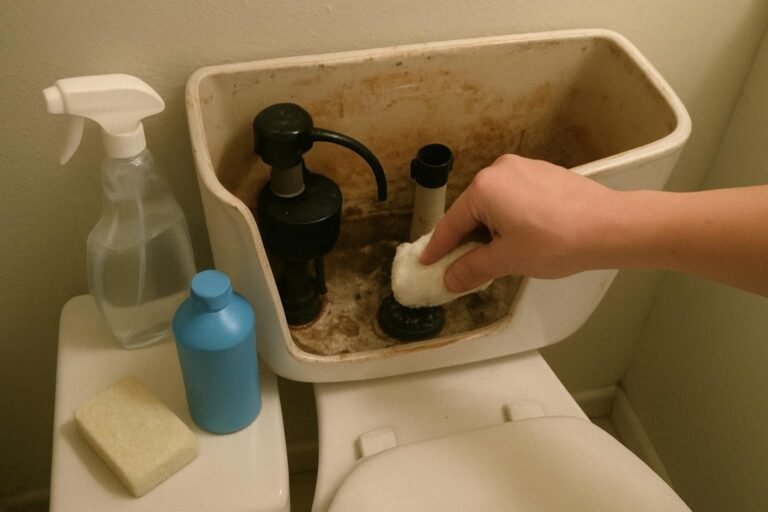Real household cleaning scene for how to clean buildup inside a toilet tank; best way to clean buildup inside a toilet tank; clean buildup inside a toilet tank without damage; safe cleaner for buildup inside a toilet tank; buildup inside a toilet tank cleaning mistakes; how often to clean buildup inside a toilet tank