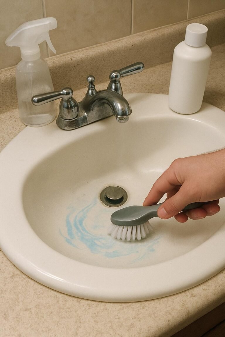 Real household cleaning scene for how to remove toothpaste stains from bathroom sink; best way to remove toothpaste stains from bathroom sink; remove toothpaste stains from bathroom sink without damage; safe cleaner for toothpaste stains from bathroom sink; how to prevent toothpaste stains from bathroom sink; toothpaste stains from bathroom sink cleaning mistakes