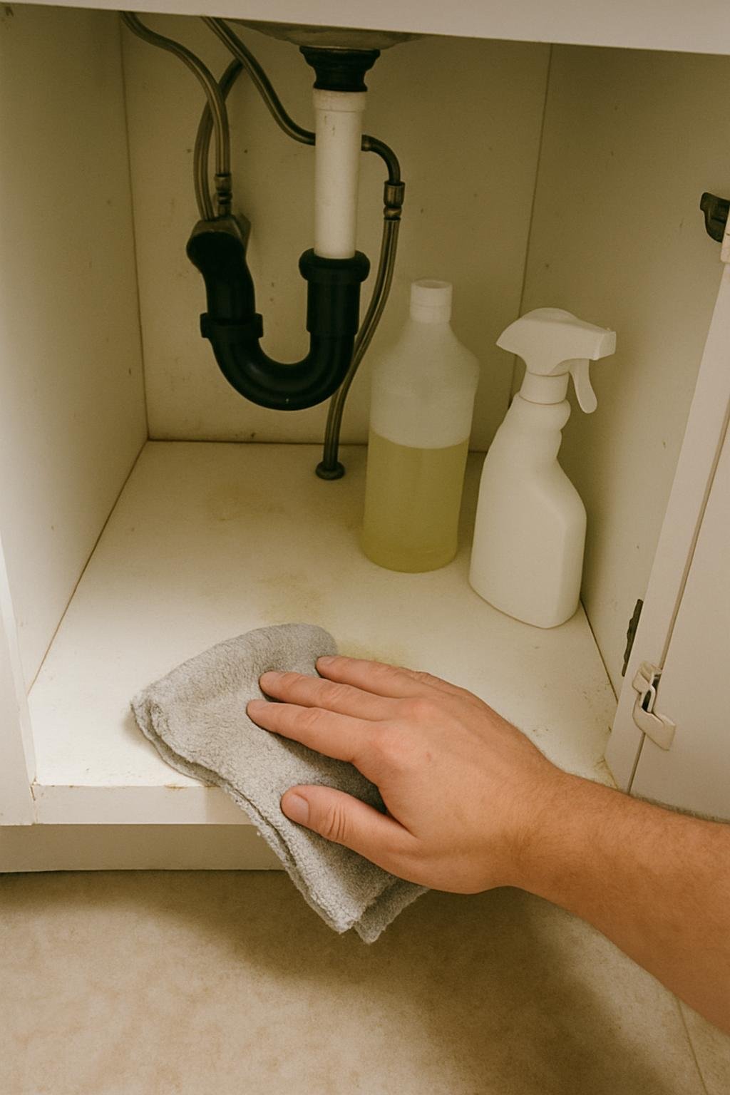 output1 210 Household cleaning setup for under sink organization for cleaning supplies