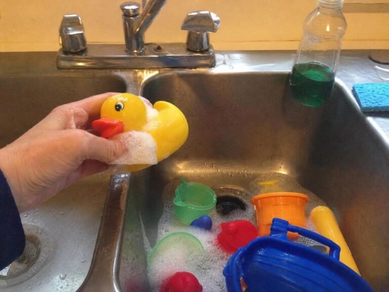 Real household cleaning scene for how to keep baby toys clean how to clean toys for newborn