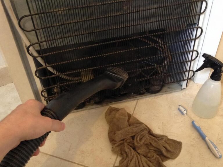Real household cleaning scene for how to clean refrigerator coils; best way to clean refrigerator coils; clean refrigerator coils without damage; safe cleaner for refrigerator coils; refrigerator coils cleaning mistakes; how often to clean refrigerator coils