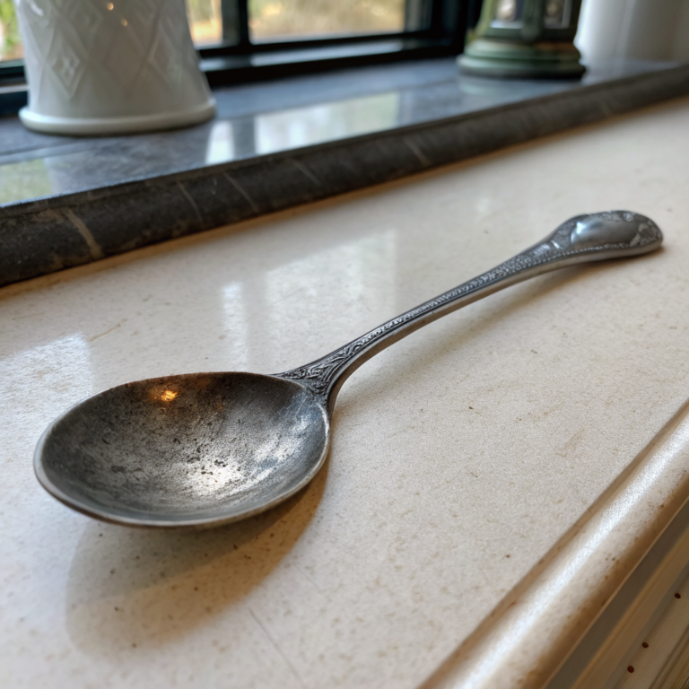 ufQ2sW6klAcYdPNhYtIpd VPdd59bK Sterling silver spoon with dull grey tarnish across handle and bowl